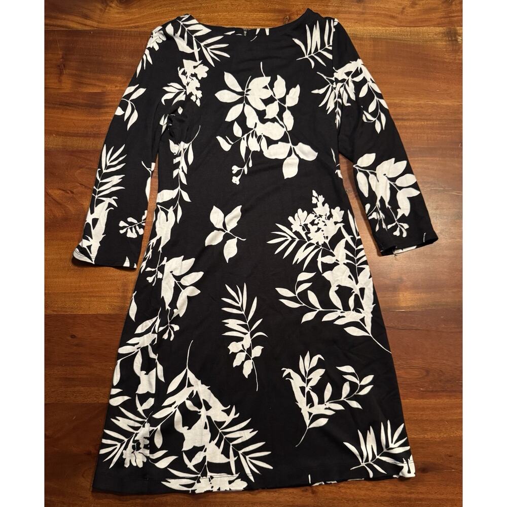 Tommy Bahama Black Hawaiian Tropical Resort Beach 3/4 Sleeve Summer Mini Dress S